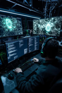 futuristic cybersecurity analyst