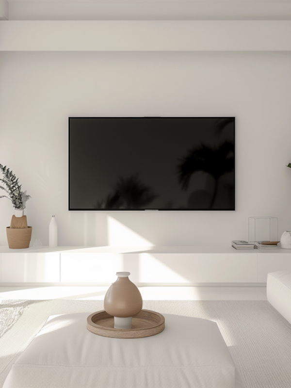 Modern Minimalist Living Room with Garden View